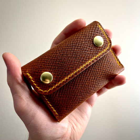 Double Barrel - Brown Saffiano/Green/Yellow