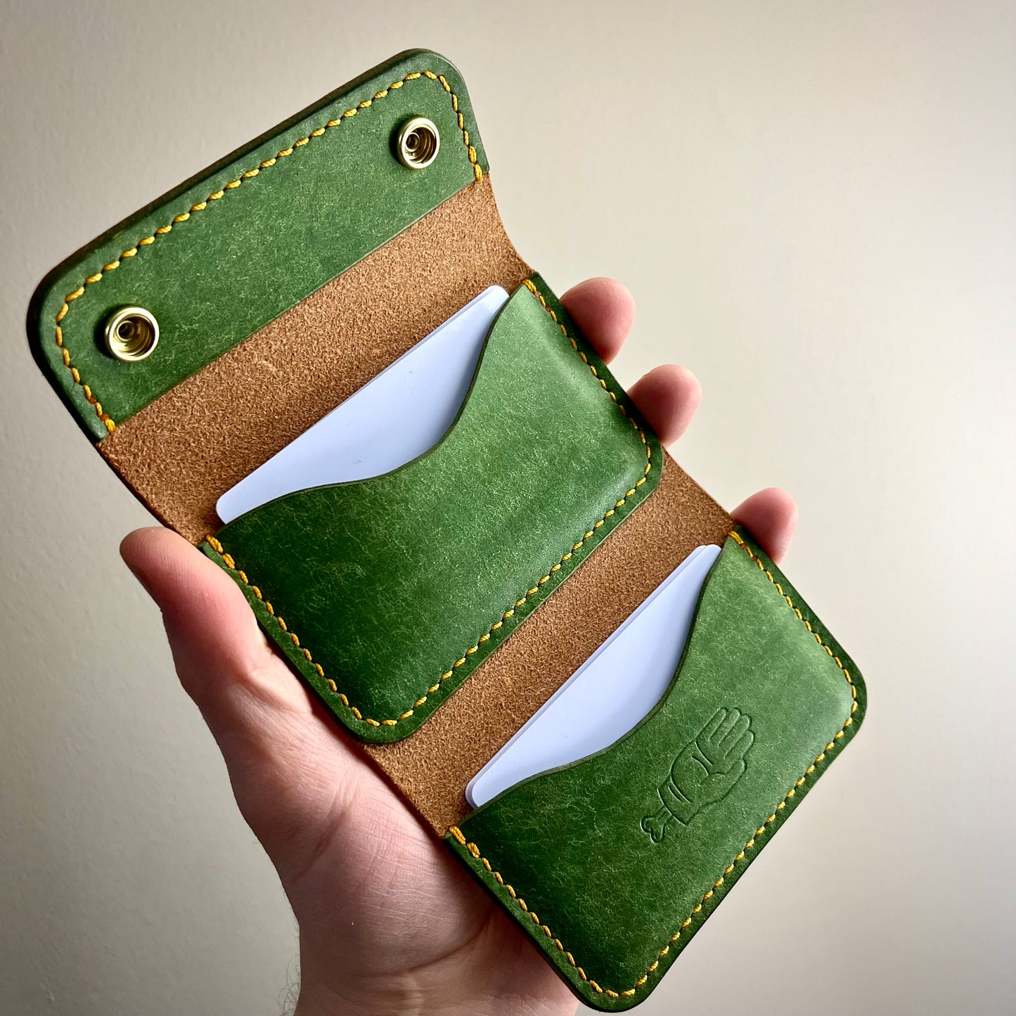 Double Barrel - Brown Saffiano/Green/Yellow