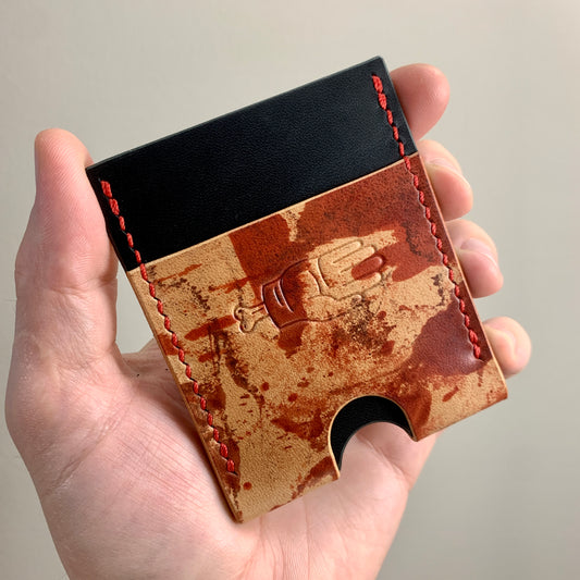 Tadpole V2.0 Card Slip - Black Buttero/Marbled Red Rocado Shell Cordovan (Reversed)