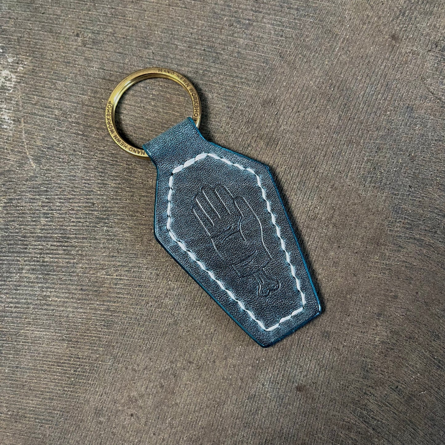 Coffin Key Fob Waxed Denim/White