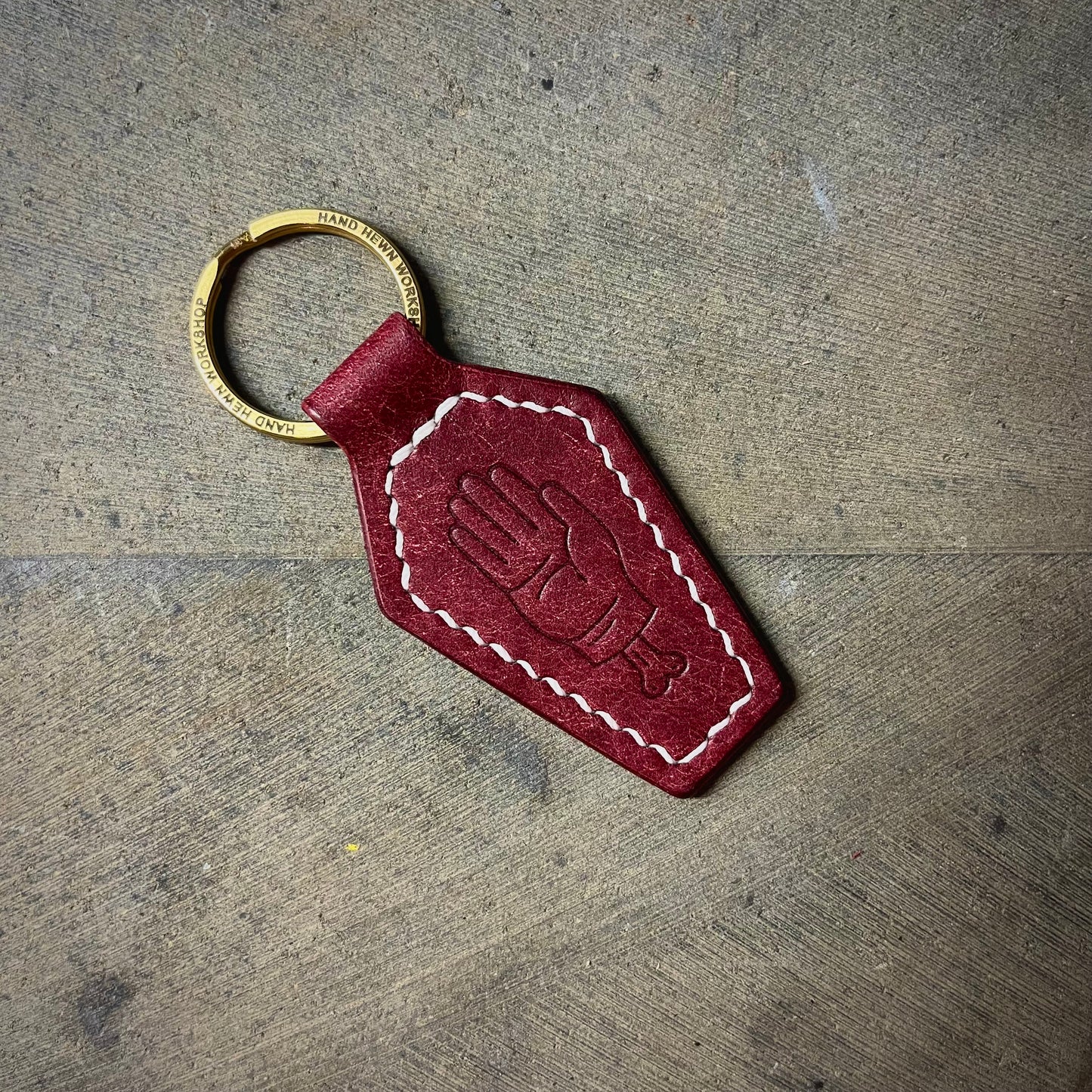Coffin Key Fob Burgundy/White