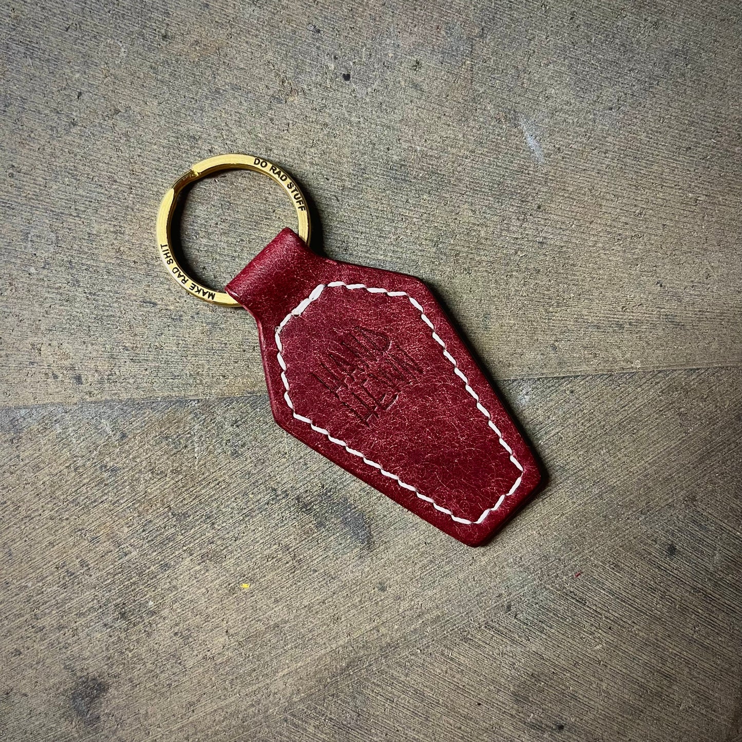 Coffin Key Fob Burgundy/White