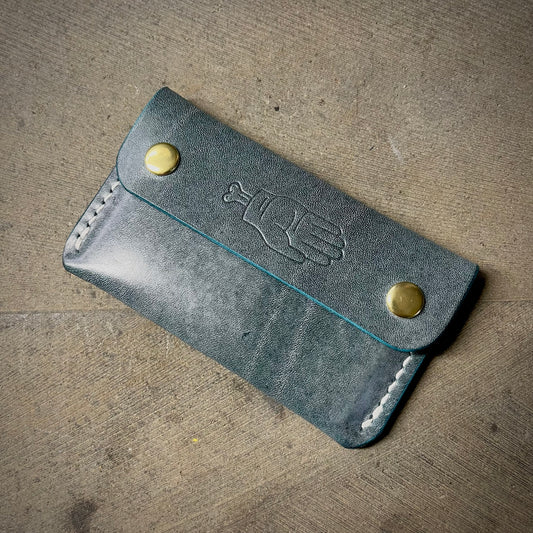 Roscoe Wallet - Waxed Denim/White