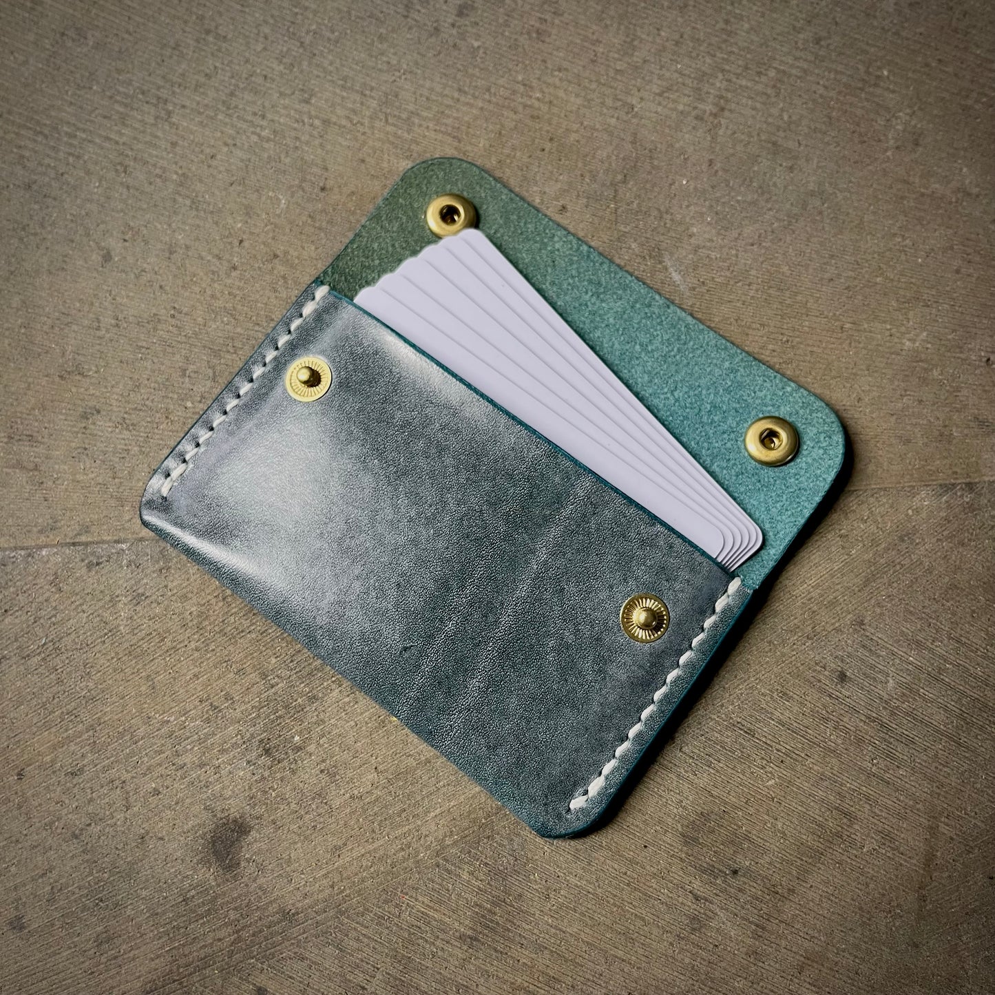 Roscoe Wallet - Waxed Denim/White