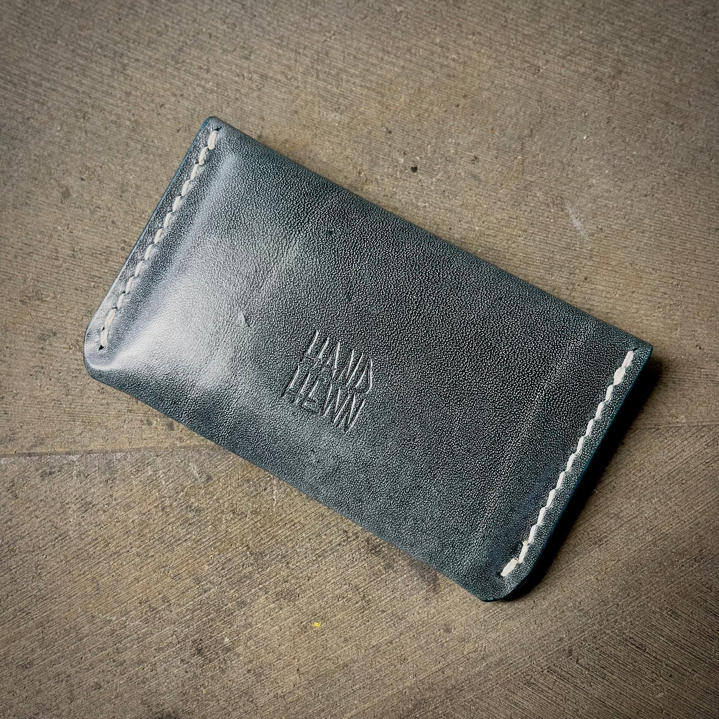 Roscoe Wallet - Waxed Denim/White