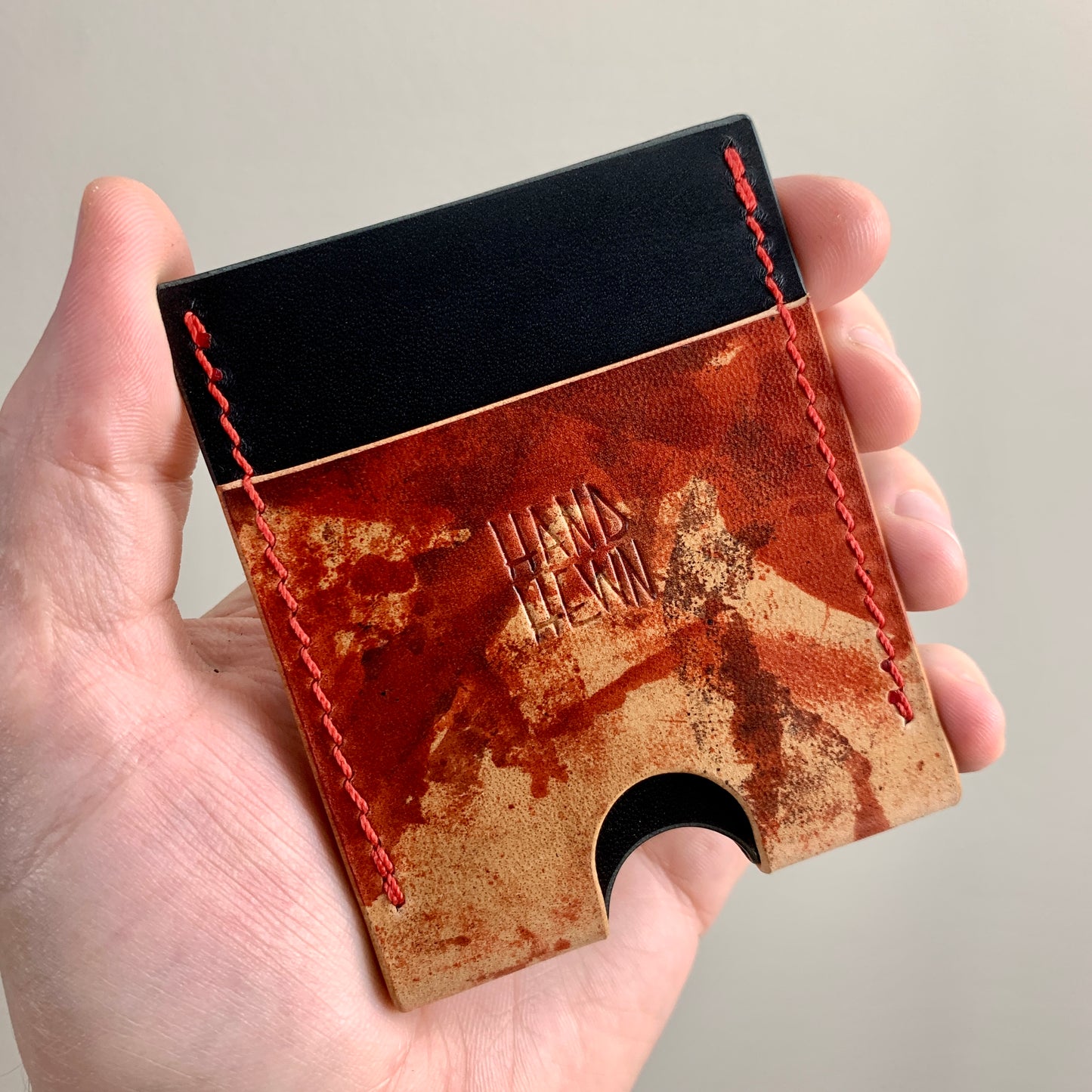 Tadpole V2.0 Card Slip - Black Buttero/Marbled Red Rocado Shell Cordovan (Reversed)